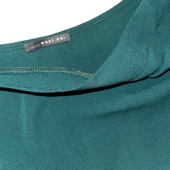 west kei Emerald green blouse tie belt, Size Medium Cap Sleeve Career Office - Picture 3 of 3